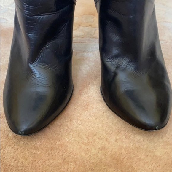 Costume National Black Leather Shearling Pull On High Heel Boots Made in Italy - Picture 8 of 13